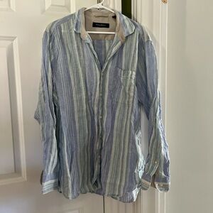 Tommy Bahama Blue and Green Casual Button Down Shirt